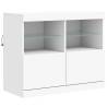 Modern White Sideboard with LED Lights - 202x37x67 cm