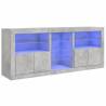 Modern Sideboard with LED Lights - Concrete Grey 181.5x37x67 cm