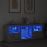 Modern Sideboard with LED Lights - Concrete Grey 181.5x37x67 cm