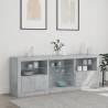 Modern Sideboard with LED Lights - Concrete Grey 181.5x37x67 cm