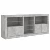 Modern Sideboard with LED Lights - Concrete Grey 181.5x37x67 cm