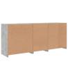 Modern Sideboard with LED Lights - Concrete Grey 181.5x37x67 cm