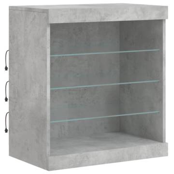 Modern Sideboard with LED Lights - Concrete Grey 181.5x37x67 cm