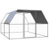 Outdoor Chicken Cage 3x4x2 m Galvanised Steel Colour silver and silver grey Size 3 x 4 x 2 m Model with partially-covered roof 