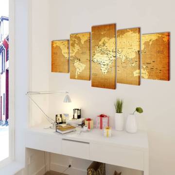 World Map Canvas Wall Print Set - 200x100 cm | HipoMarket