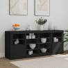 Modern Black Sideboard with LED Lights - 163x37x67 cm