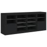 Modern Black Sideboard with LED Lights - 163x37x67 cm