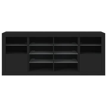 Modern Black Sideboard with LED Lights - 163x37x67 cm