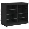 Modern Black Sideboard with LED Lights - 163x37x67 cm