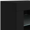 Modern Black Sideboard with LED Lights - 163x37x67 cm