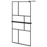 Stylish Black Walk-In Shower Wall with Shelf - 100x195 cm