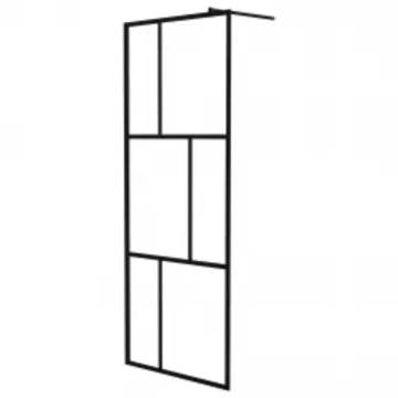 Stylish Black Walk-In Shower Wall with Shelf - 100x195 cm