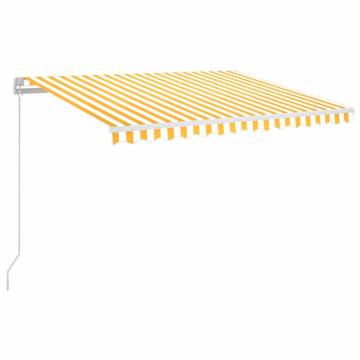 Manual Retractable Awning with LED - Yellow & White 350x250 cm