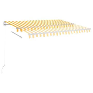 Manual Retractable Awning with LED - Yellow & White 350x250 cm