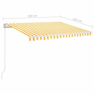 Manual Retractable Awning with LED - Yellow & White 350x250 cm