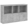 Modern Sideboard with LED Lights - Concrete Grey, 162x37x100 cm