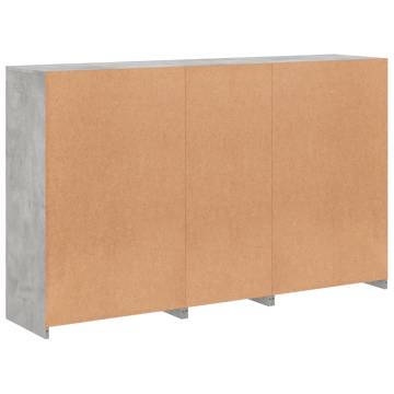 Modern Sideboard with LED Lights - Concrete Grey, 162x37x100 cm