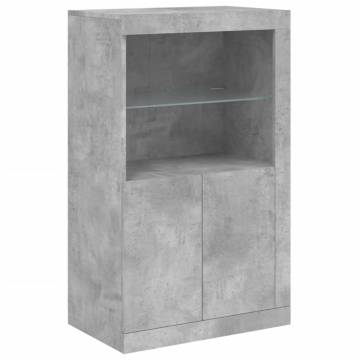 Modern Sideboard with LED Lights - Concrete Grey, 162x37x100 cm