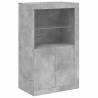 Modern Sideboard with LED Lights - Concrete Grey, 162x37x100 cm