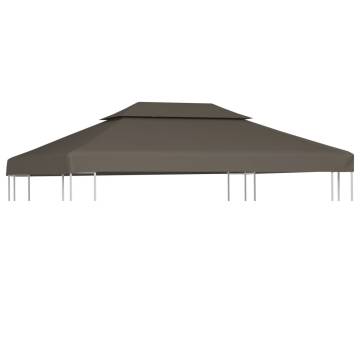 2-Tier Gazebo Top Cover 310 g/m² 4x3 m - Water-Resistant Taupe