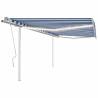 Manual Retractable Awning with LED 4.5x3 m Blue and White Colour blue and white Size 4.5 x 3 m Quantity in Package 1 