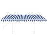 Manual Retractable Awning with LED 4.5x3 m - Blue & White