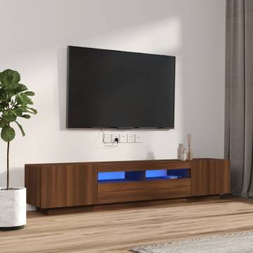 2 Piece TV Cabinet Set with LED Lights - Brown Oak | HipoMarket