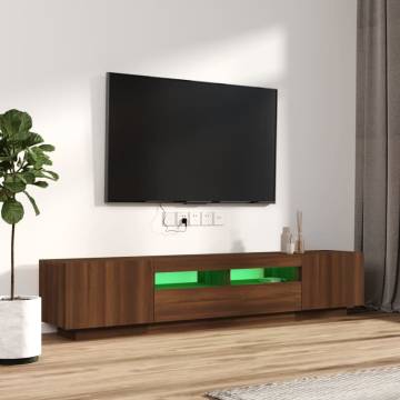 2 Piece TV Cabinet Set with LED Lights - Brown Oak | HipoMarket