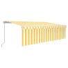 Manual Retractable Awning 5x3m - Yellow & White with LED