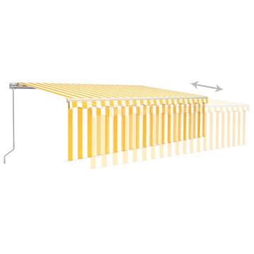 Manual Retractable Awning 5x3m - Yellow & White with LED