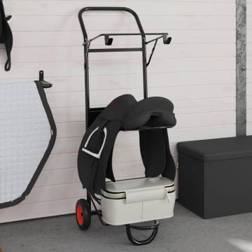 Foldable Black Steel Saddle Trolley | Durable Equestrian Gear Cart