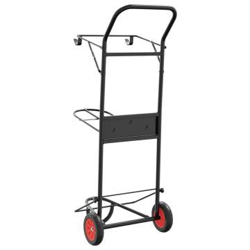 Foldable Black Steel Saddle Trolley | Durable Equestrian Gear Cart