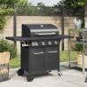 Gas BBQ Grill with 5 Burners - Black Powder-coated Steel