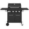 Gas BBQ Grill with 5 Burners - Black Powder-coated Steel