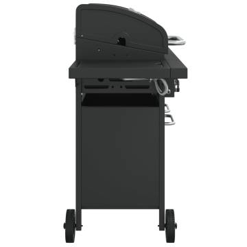 Gas BBQ Grill with 5 Burners - Black Powder-coated Steel