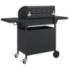 Gas BBQ Grill with 5 Burners - Black Powder-coated Steel