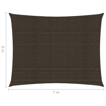 Sunshade Sail 6x7m Brown HDPE - UV & Mould Resistant