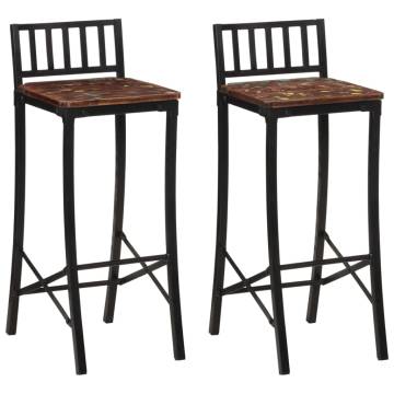 Rustic Bar Chairs 2 pcs Solid Reclaimed Wood - Hipomarket