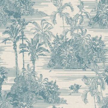 DUTCH WALLCOVERINGS Tropical Wallpaper - Beige & Light Blue