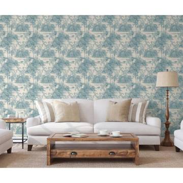 DUTCH WALLCOVERINGS Tropical Wallpaper - Beige & Light Blue