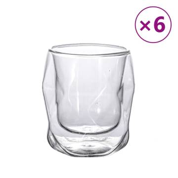 Double Wall Glass Cups - Set of 6 | 250 ml | Hipomarket UK