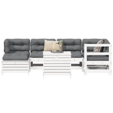 7 Piece White Solid Wood Pine Garden Sofa Set | Hipo Market