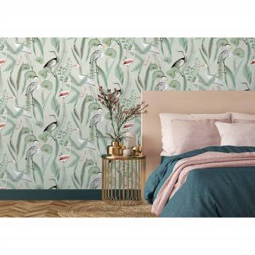 DUTCH WALLCOVERINGS Flamingo Mint Wallpaper | Hipomarket