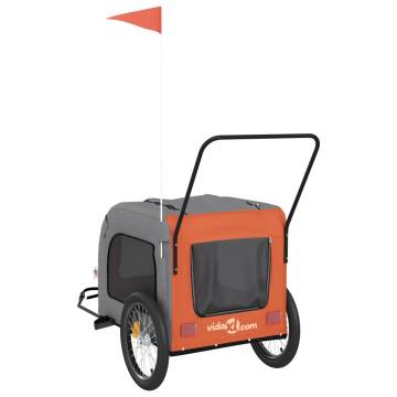 Pet Bike Trailer - Orange & Grey Oxford Fabric, Iron Frame