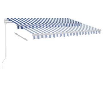 Manual Retractable Awning with LED 350x250 cm - Blue & White