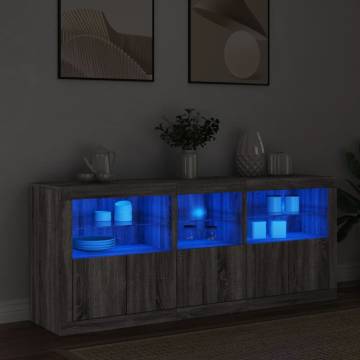 Modern Grey Sonoma Sideboard with LED Lights | Hipomarket UK