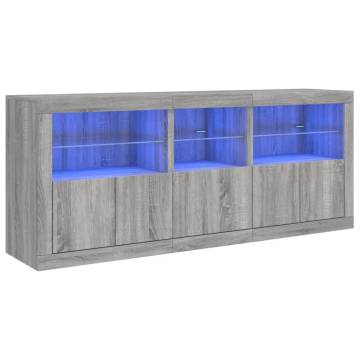 Modern Grey Sonoma Sideboard with LED Lights | Hipomarket UK