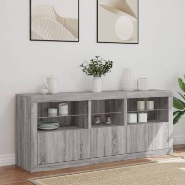 Modern Grey Sonoma Sideboard with LED Lights | Hipomarket UK