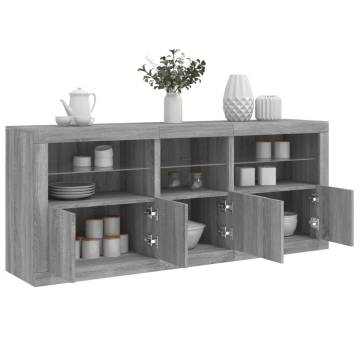 Modern Grey Sonoma Sideboard with LED Lights | Hipomarket UK