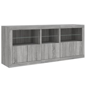 Modern Grey Sonoma Sideboard with LED Lights | Hipomarket UK